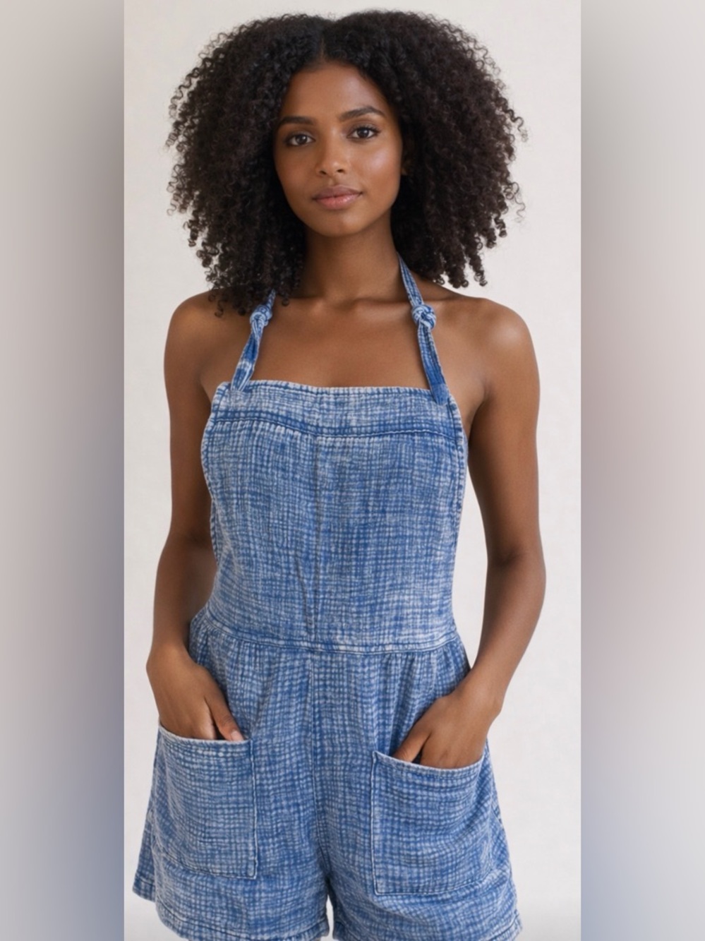 NWT Zenana🔥 RIBBED BLUE WASHED ROMPER SIZE LARGE SO CUTE AND COMFY 💙🔥